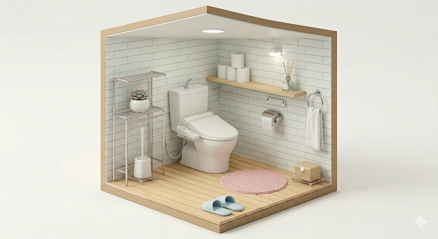 アイソメトリックのトイレシーン